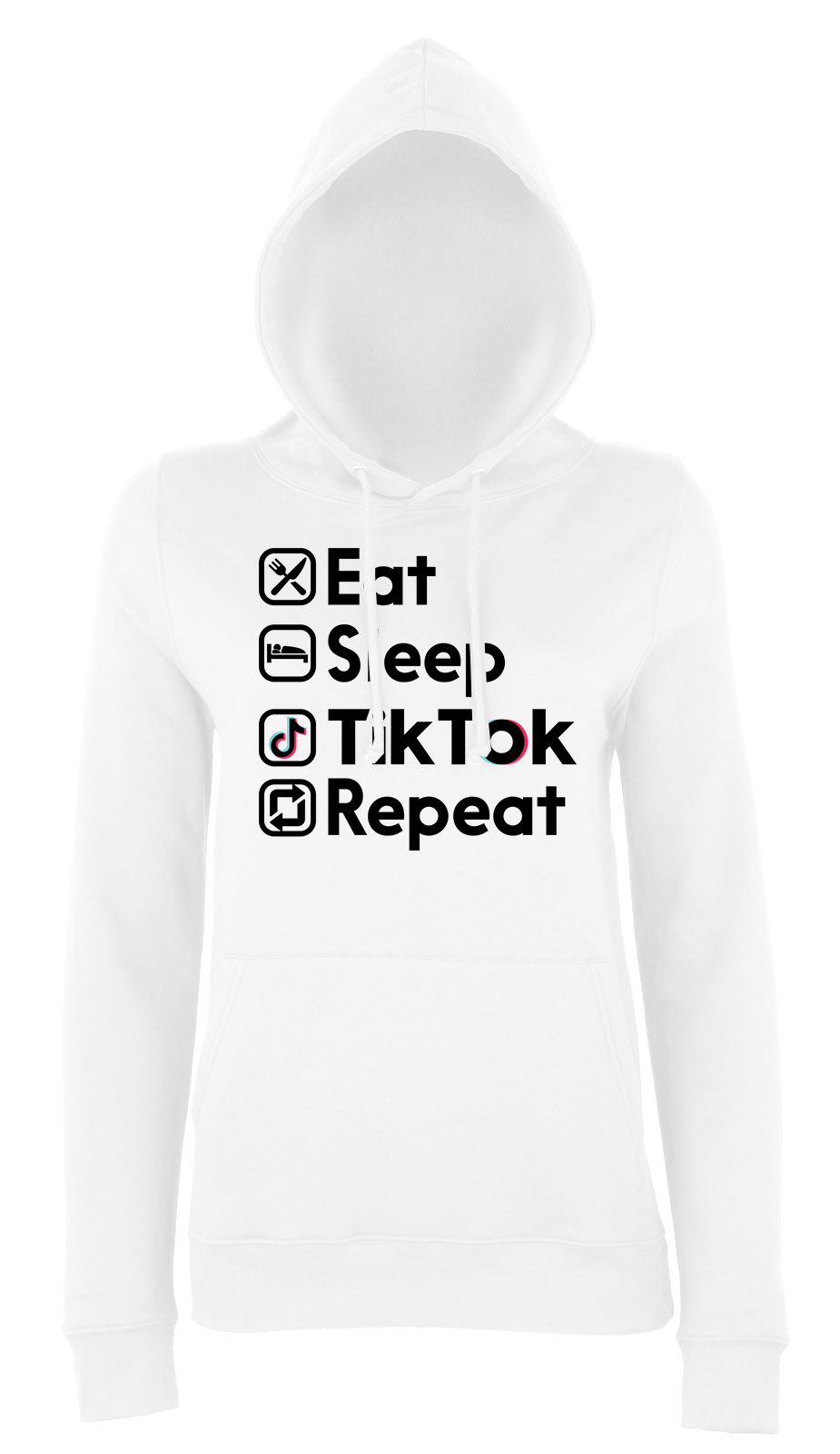 tik tok Fehér Női Kapucnis Pulóver