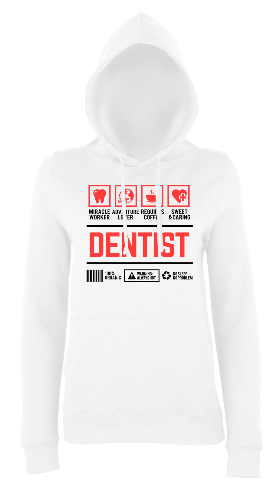 fogorvos fogászat dentist Fehér Női Kapucnis Pulóver