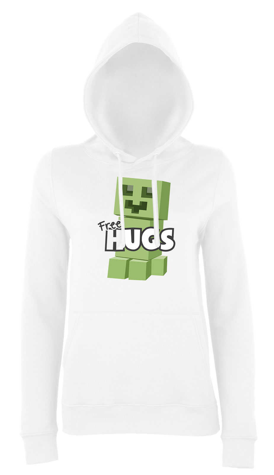 minecraft creeper Fehér Női Kapucnis Pulóver