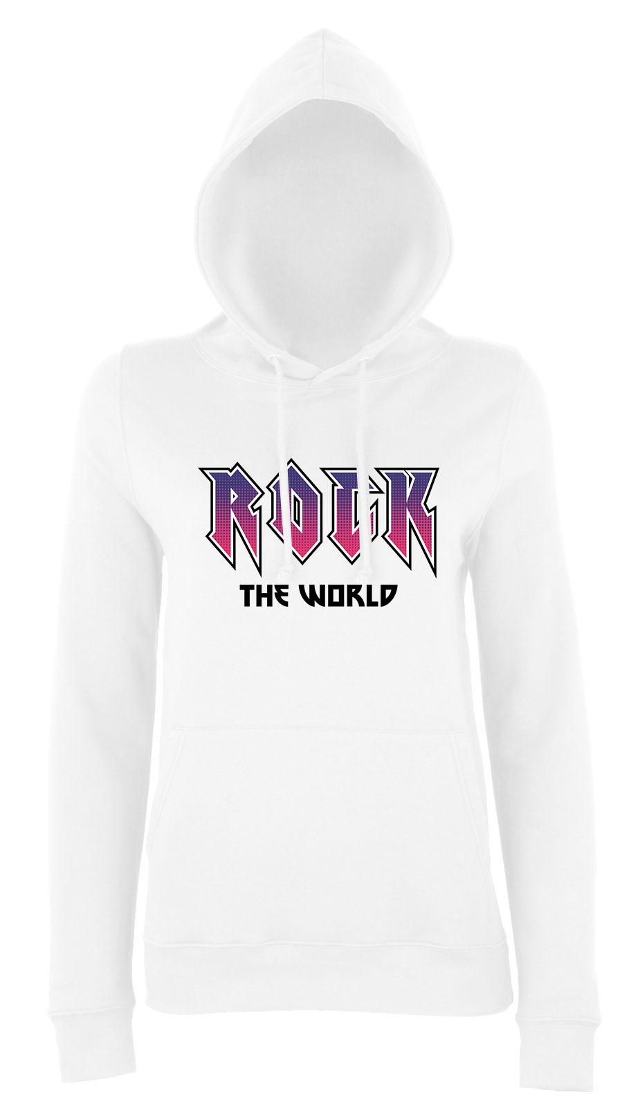 rock the world Fehér Női Kapucnis Pulóver