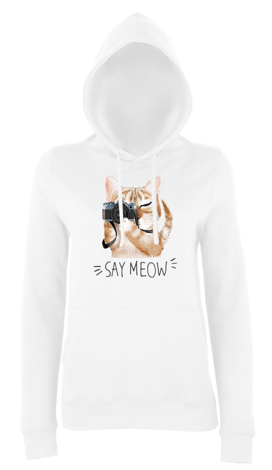 say meow macska macskás cica cicás Fehér Női Kapucnis Pulóver