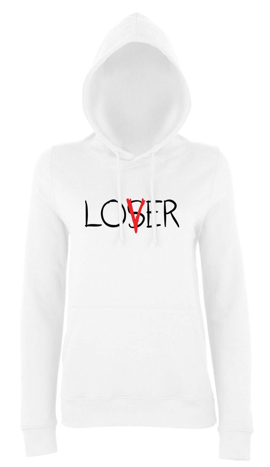 lover loser az stephen king it pennywise Fehér Női Kapucnis Pulóver