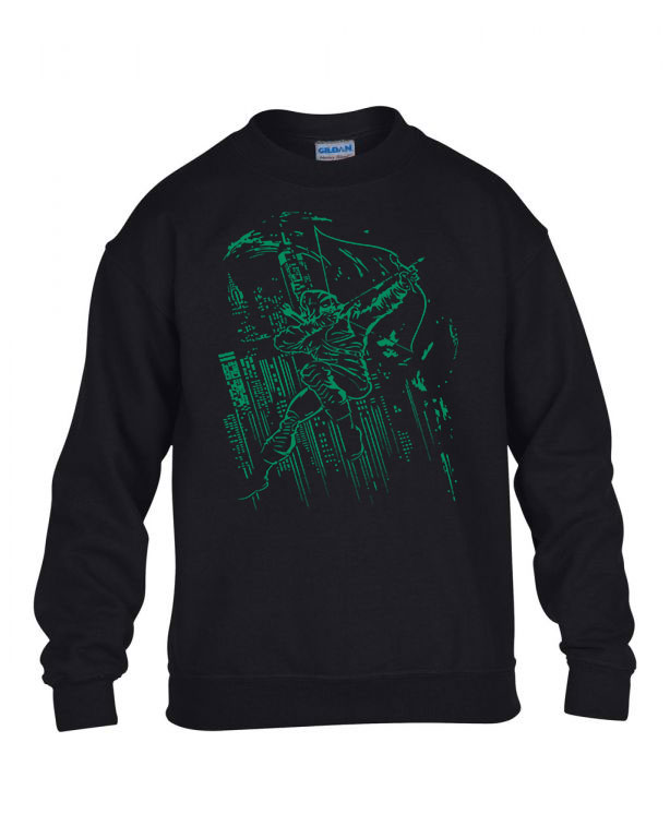 Green Arrow Zöld Íjjász Fekete Gyerek Pulóver
