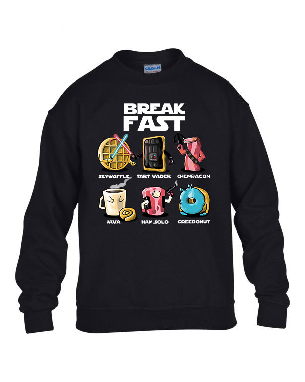 star wars break fast reggeli humor fánk kávé palacsinta Fekete Gyerek Pulóver