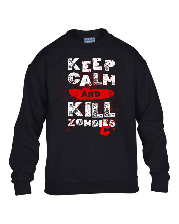 zombi zombis zombie humor kill Fekete Gyerek Pulóver