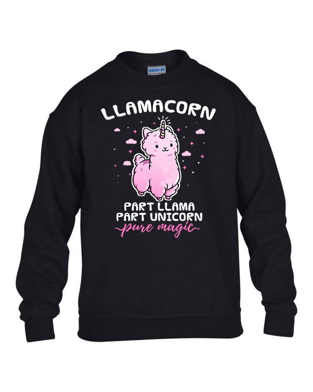 láma unikornis Fekete Gyerek Pulóver