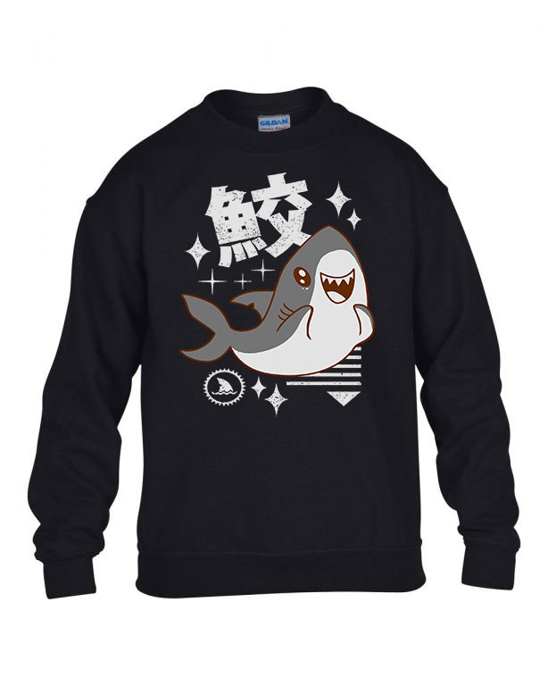 kawaii cuki cápa shark Fekete Gyerek Pulóver