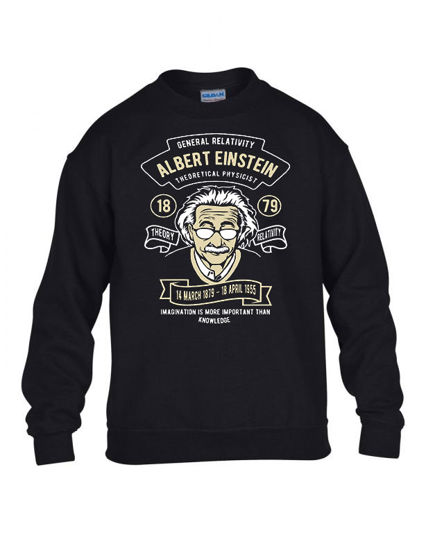 Albert Einstein Fekete Gyerek Pulóver