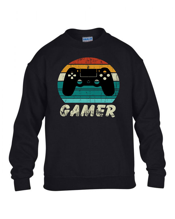 gamer Fekete Gyerek Pulóver