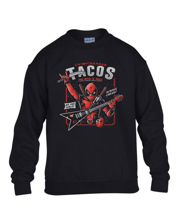 deadpool tacos chimichanga Fekete Gyerek Pulóver