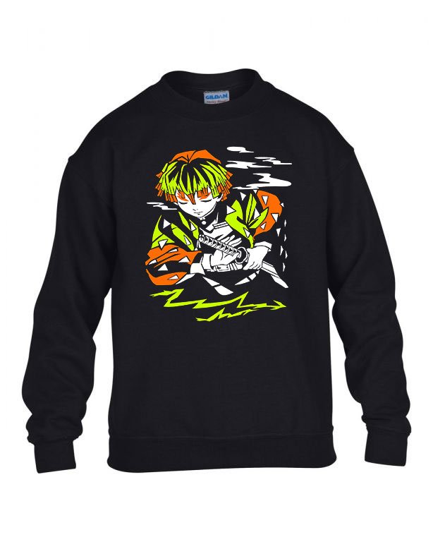 zenitsu demon slayer Fekete Gyerek Pulóver