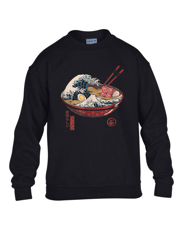 kanagava hullám ramen japán Fekete Gyerek Pulóver