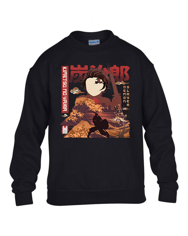 tanjiro demon slayer Fekete Gyerek Pulóver