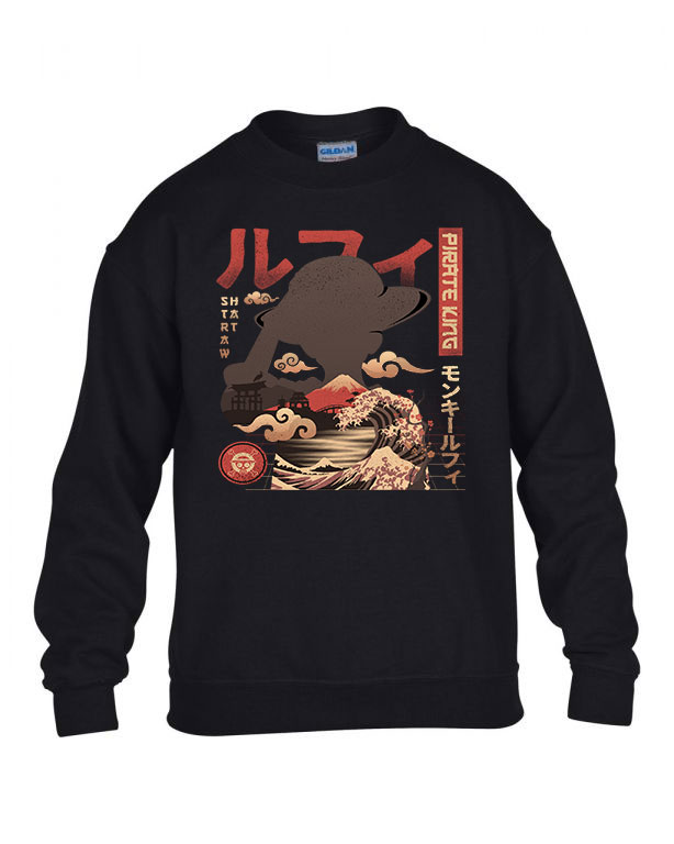 one piece pirate king monkey d  Fekete Gyerek Pulóver