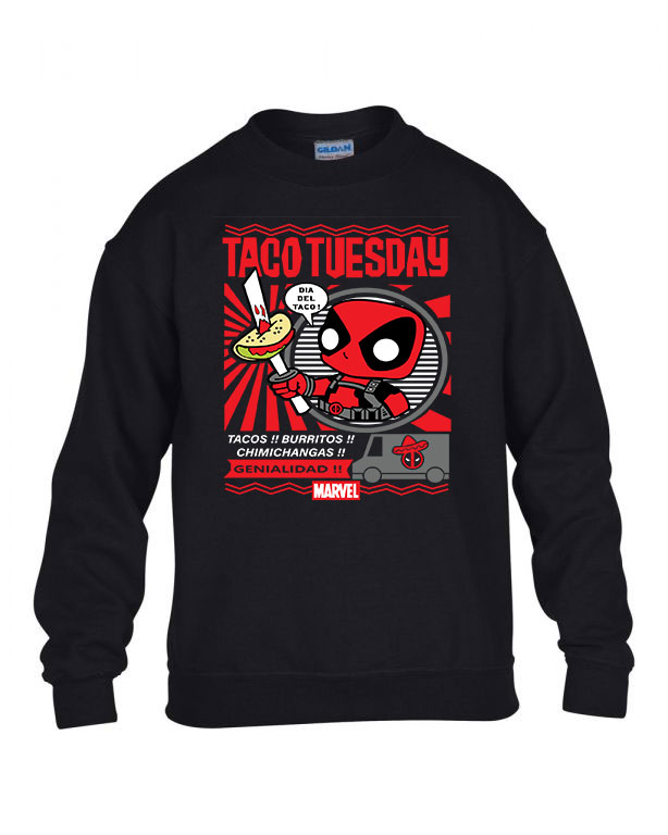 taco tuesday deadpool Fekete Gyerek Pulóver