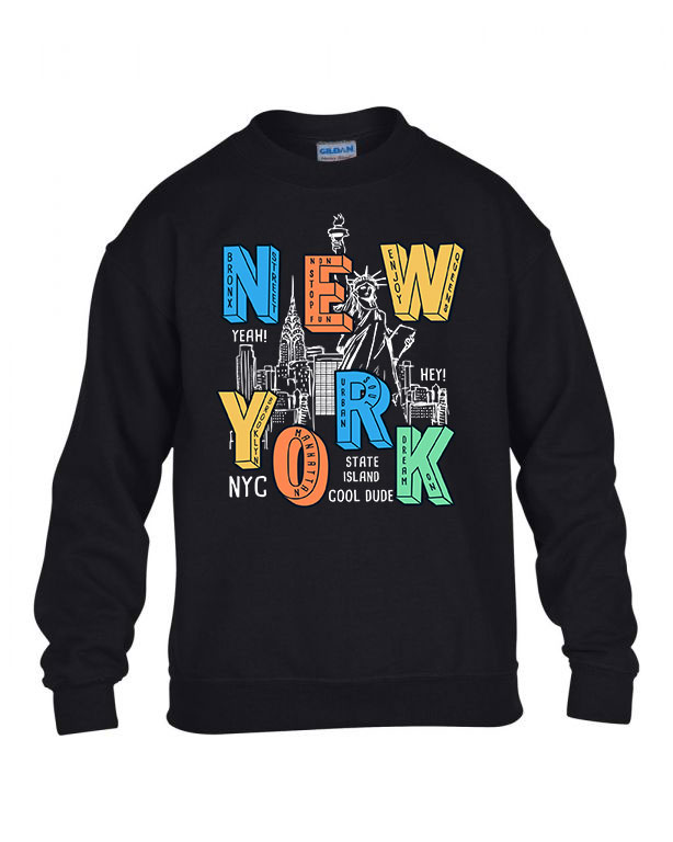 new york usa nyc Fekete Gyerek Pulóver