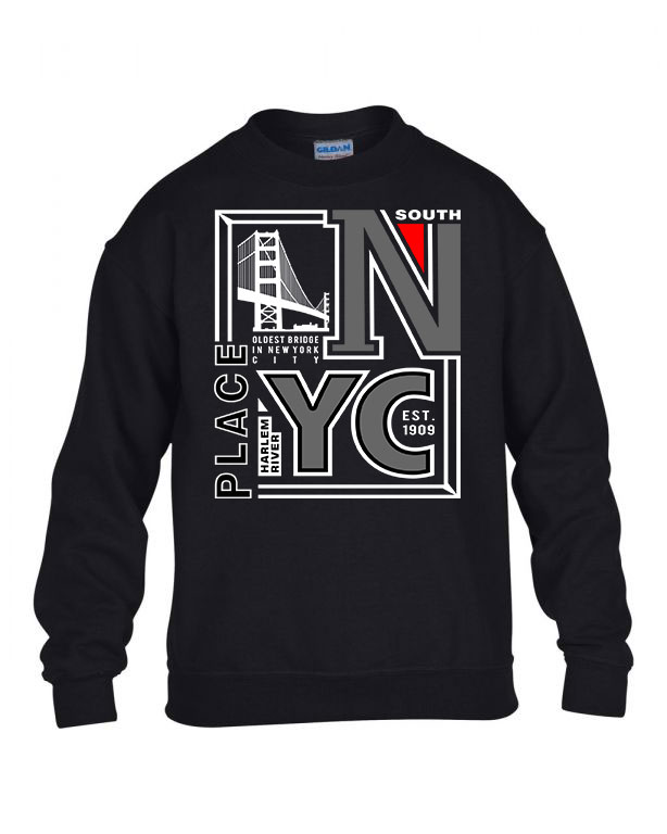 New York Fekete Gyerek Pulóver