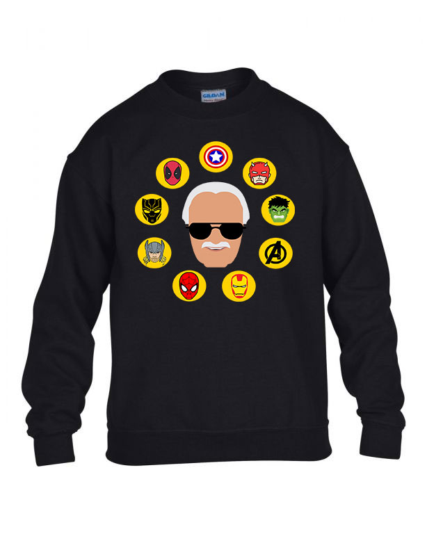 Marvel Stan lee bosszúállók thor hulk pókember vasember Fekete Gyerek Pulóver