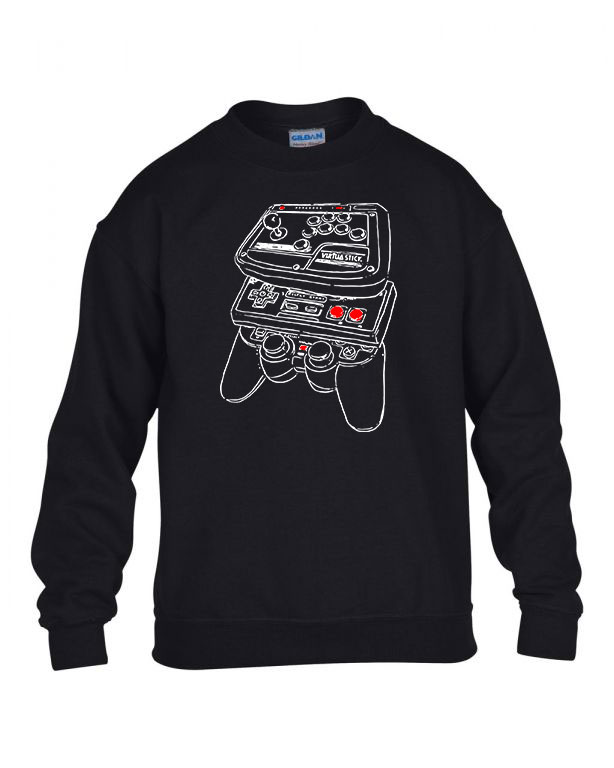 gamer joystick sega Fekete Gyerek Pulóver