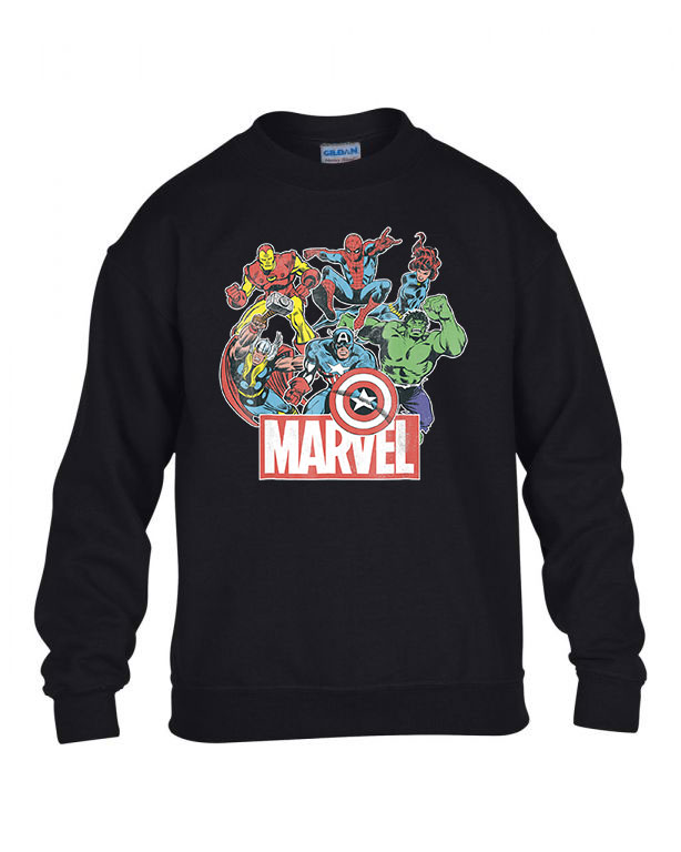 marvel avengers bosszúállók vasember thor pókember Fekete Gyerek Pulóver