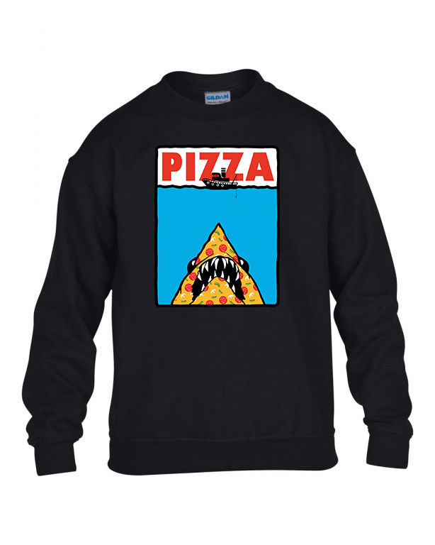 pizza pizza shark cápa Fekete Gyerek Pulóver