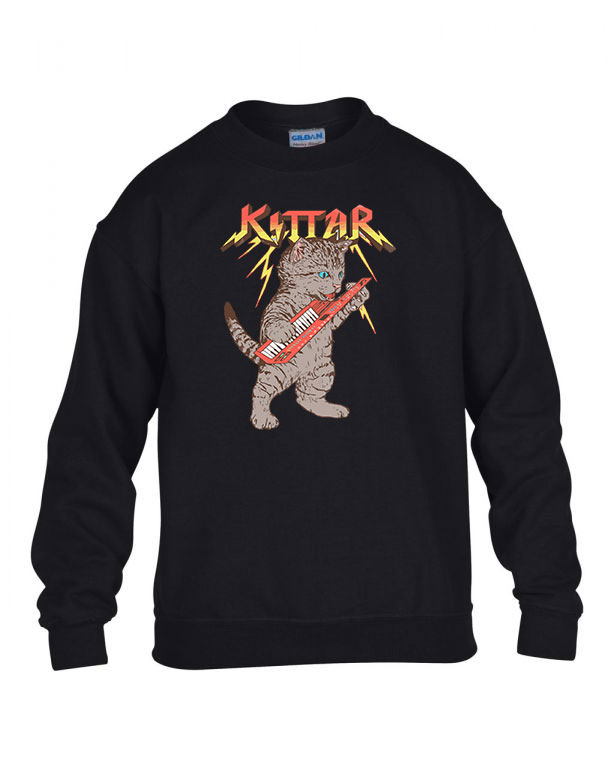 macska macskás cica cicás gitár Fekete Gyerek Pulóver
