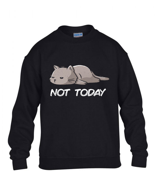 not today alvós cica cicás macska macskás Fekete Gyerek Pulóver
