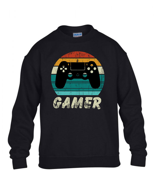gamer Fekete Gyerek Pulóver