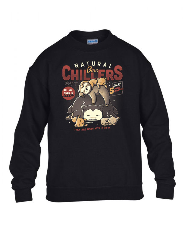 snorlax lajhér kutya cica alvós lusta Fekete Gyerek Pulóver