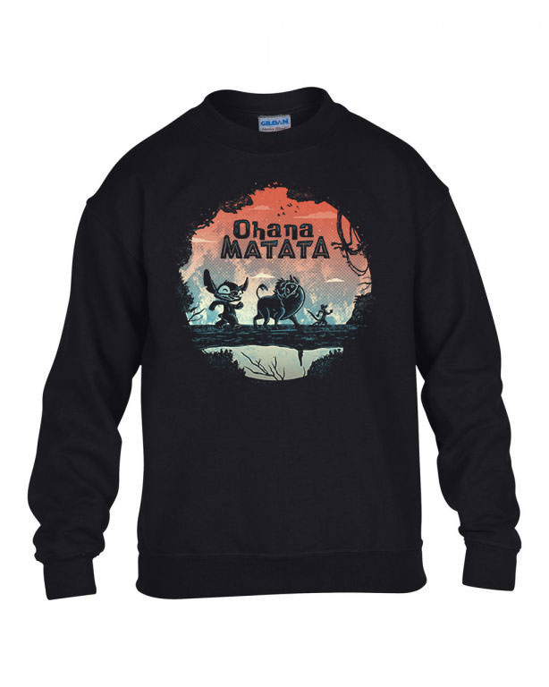 ohana matata timon pumba stitch Fekete Gyerek Pulóver