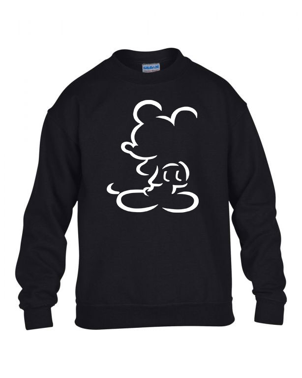mickey egér outline Fekete Gyerek Pulóver