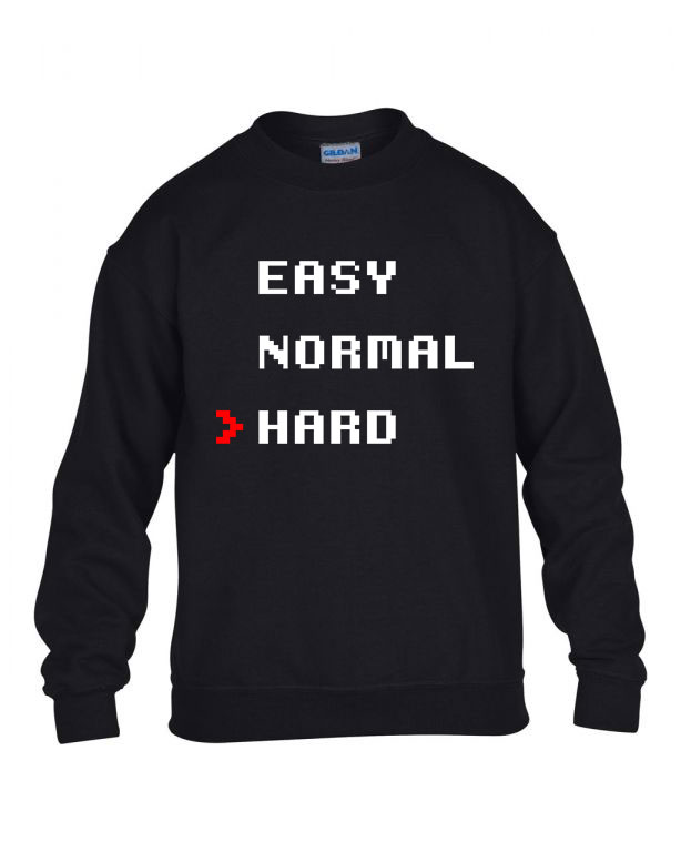 easy normal hard gamer Fekete Gyerek Pulóver