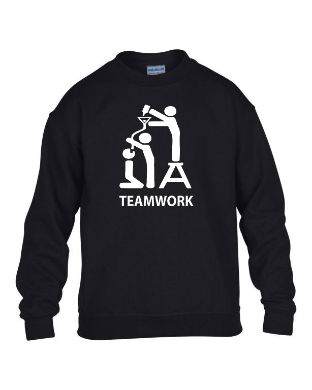 teamwork csapatmunka humor Fekete Gyerek Pulóver