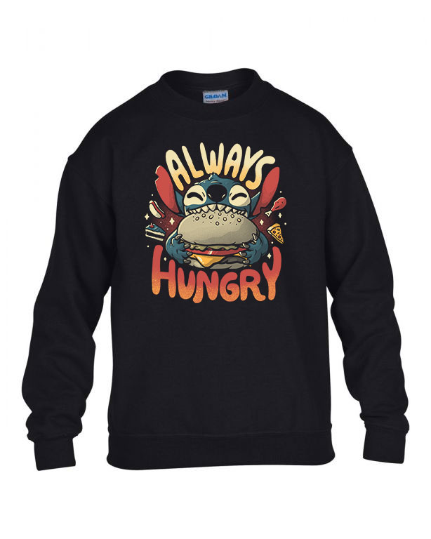 hamburger éhes stitch Fekete Gyerek Pulóver