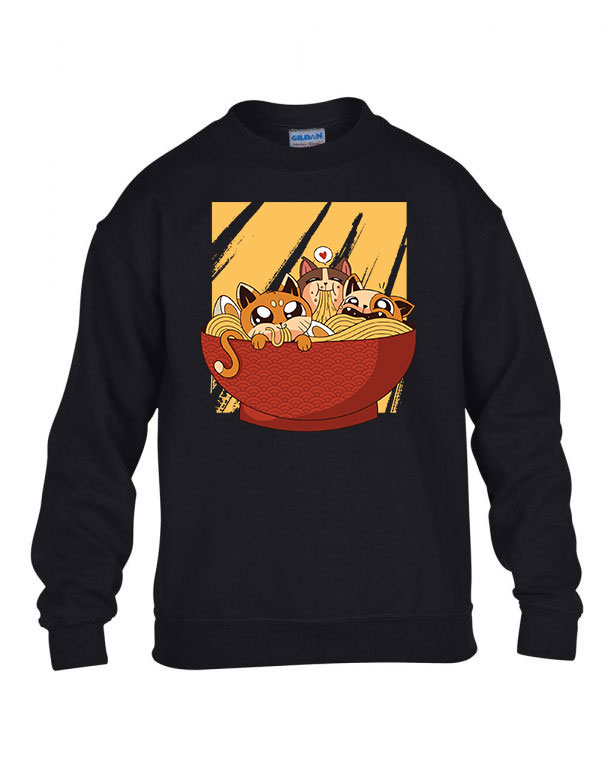 ramen macska macskás cica cicás Fekete Gyerek Pulóver
