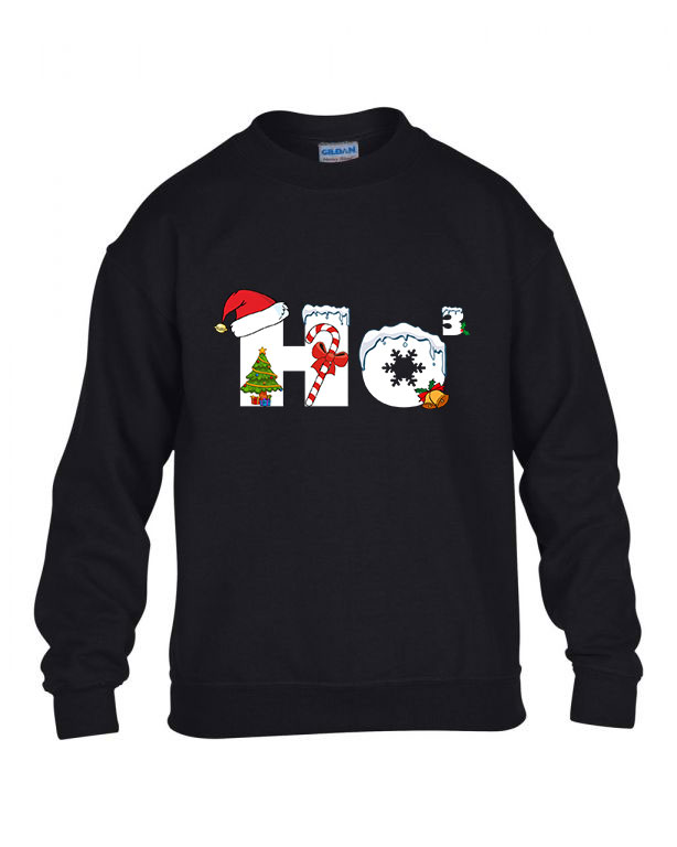 karácsony ho ho ho Fekete Gyerek Pulóver