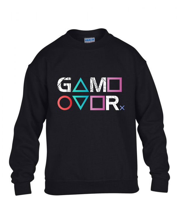 playstation ps4 ps5 gamer game over Fekete Gyerek Pulóver