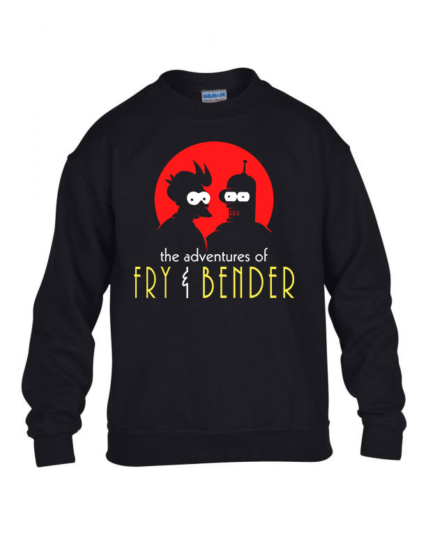adventures of fry and bender futurama Fekete Gyerek Pulóver