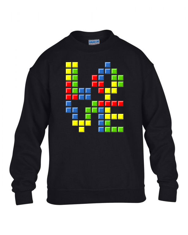 love tetris tetrisz Fekete Gyerek Pulóver