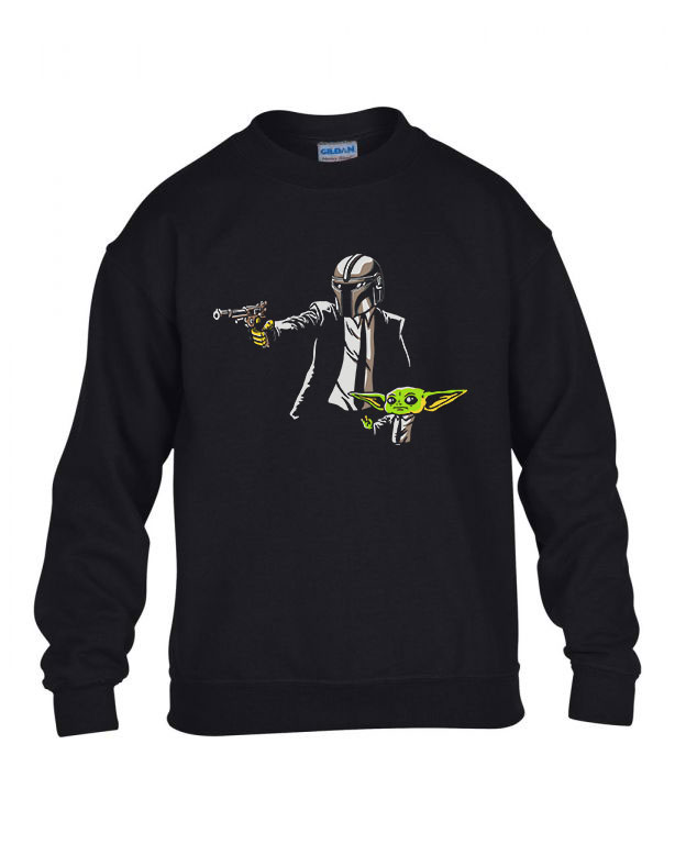 a mandalorian baba yoda baby yoda mando Fekete Gyerek Pulóver