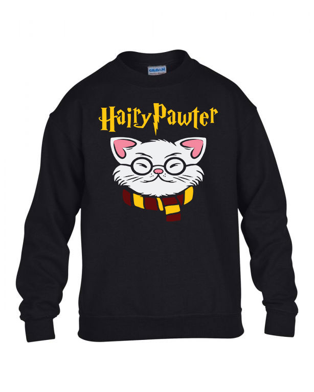 macska macskás cica cicás harry potter Fekete Gyerek Pulóver