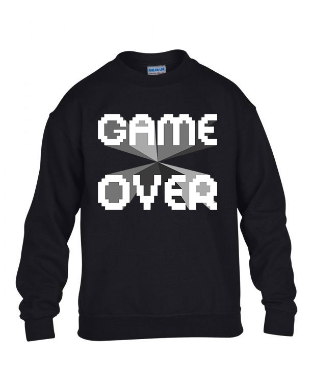 game over gamer Fekete Gyerek Pulóver