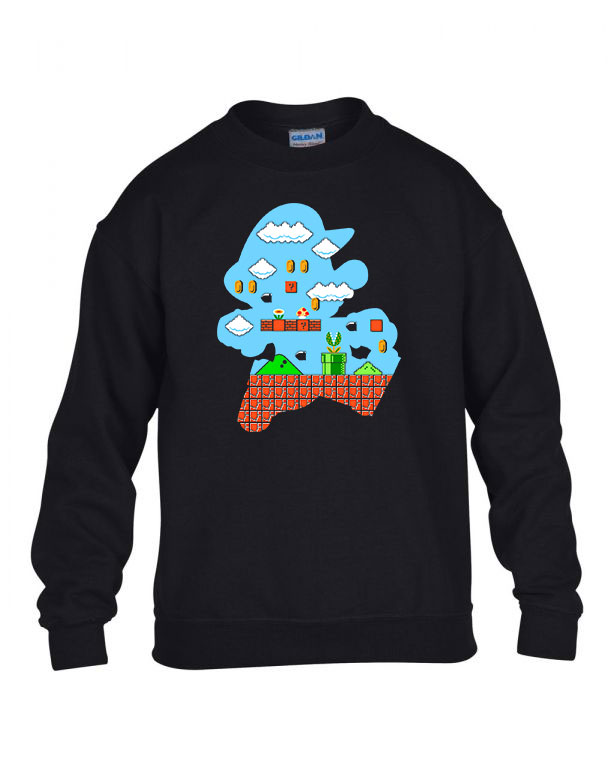 Super Mario Fekete Gyerek Pulóver