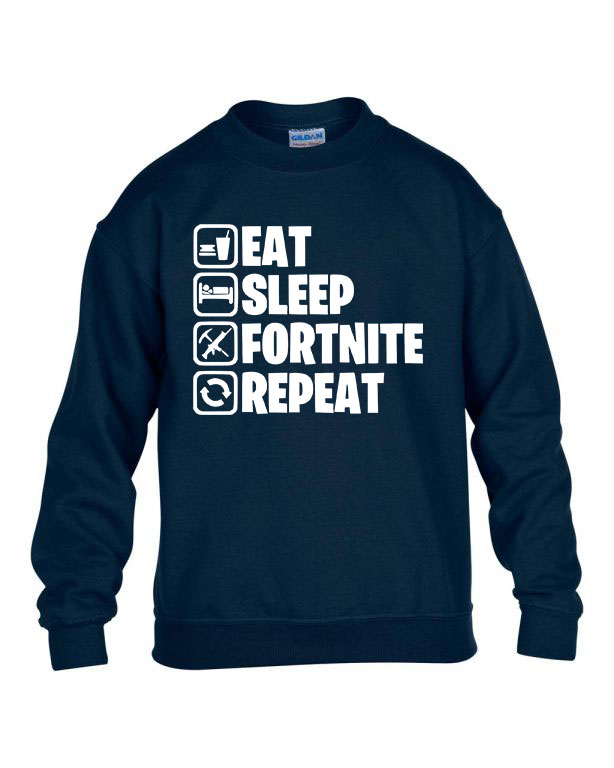 eat sleep fortnite repeat Sötétkék Gyerek Pulóver