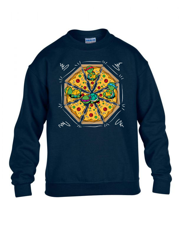 tini ninja teknőcök tmnt pizza Sötétkék Gyerek Pulóver
