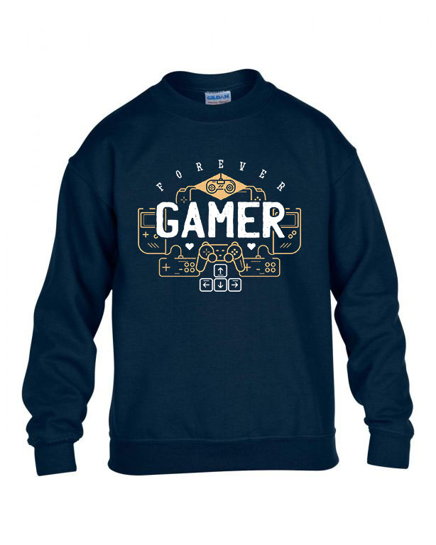 Gamer Forever Sötétkék Gyerek Pulóver