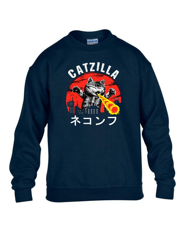 catzilla macska macskás cica cicás Sötétkék Gyerek Pulóver