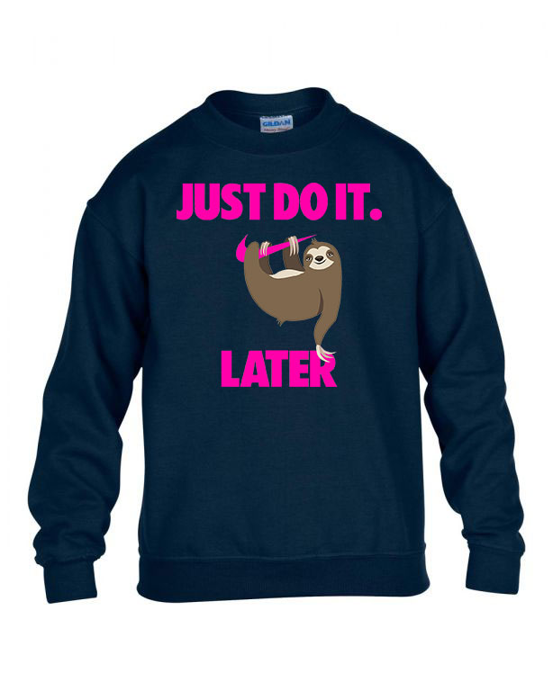 lajhár just do it later Sötétkék Gyerek Pulóver