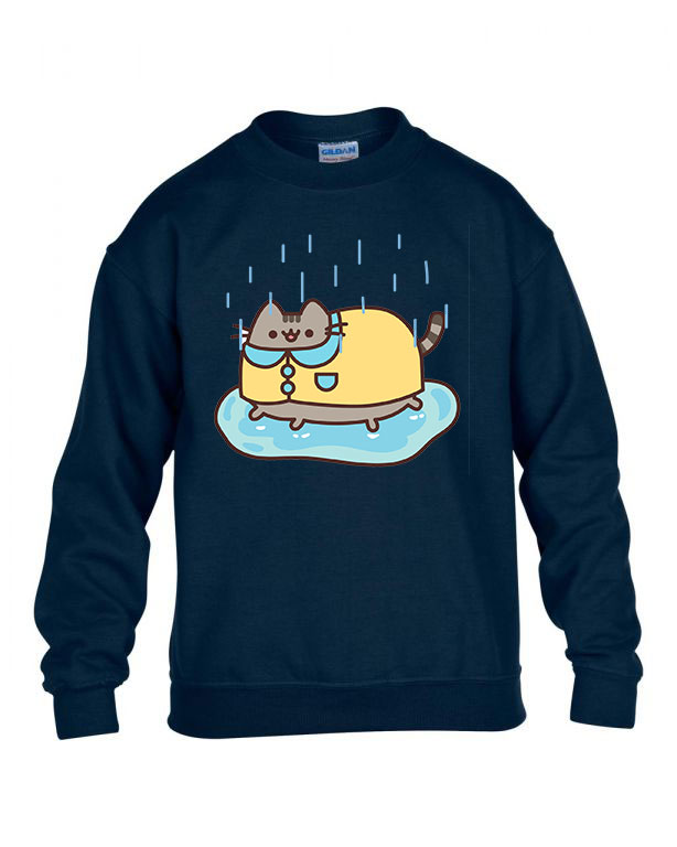 pusheen macska macskás cica cicás Sötétkék Gyerek Pulóver