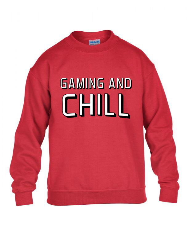 Gaming And Chill Gamer Piros Gyerek Pulóver
